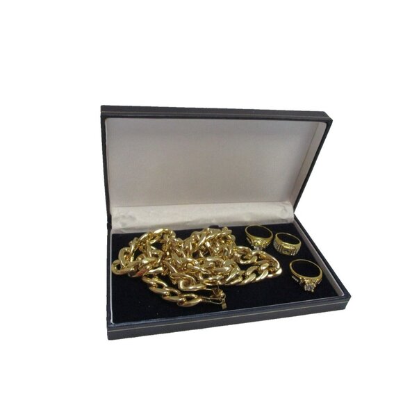 18k Gold Filled Link Chain/Belcher Necklaces/Belcher Bracelet & 6 Wedding Rings - Picture 6 of 9